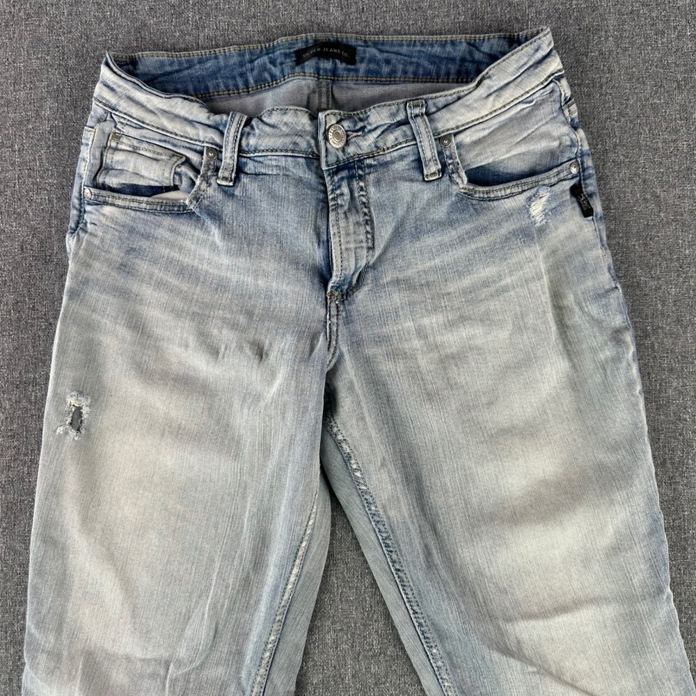 Silver Jeans Co. Jeans Womens 28/29 Boyfriend Light Blue Distressed L27170SJL190 - Picture 3 of 12